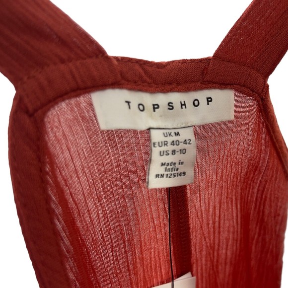 Topshop Womens Tort Ring Sleeveless Overalls Cropped Crepe Wide Leg Jumpsuit M - Picture 12 of 13